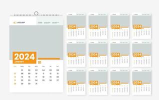 2024 wall calendar template design 12 page vector