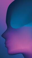 vector illustration of abstract human face in purple and blue colors