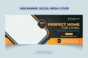 Real estate business social media cover design template or web banner design template vector