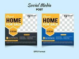Real estate home sale banner or social media post template design vector