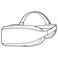 Virtual reality headset outline drawing vector, Virtual reality headset drawn in a sketch style, black line Virtual reality headset trainers template outline, vector Illustration.