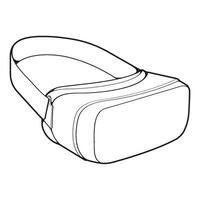 Virtual reality headset outline drawing vector, Virtual reality headset drawn in a sketch style, black line Virtual reality headset trainers template outline, vector Illustration.