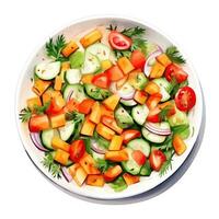 vegetal ensalada, vegetal ensalada vistoso minimalista estilo realista alto calidad ai imagen generado foto