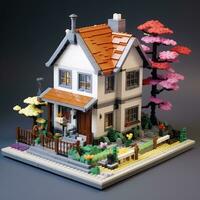 House anime style, House lego white background high quality ai image generated photo