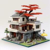 House anime style, House lego white background high quality ai image generated photo