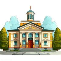 colegio edificio, espalda a colegio dibujos animados estilo alto calidad ai imagen generado foto