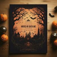 Halloween creative invitation card and text space high quality ai generated image photo