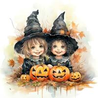 Halloween watercolor cover Happy Halloween party high quality ai generated image photo