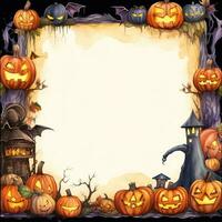 Watercolor cute Halloween frame, cartoon Halloween high quality ai generated image photo