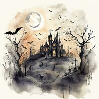 Illustration spooky Halloween card high quality ai generated image photo