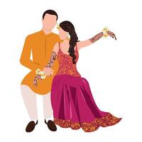 vector indian wedding couple illustration for wedding invitation cards