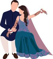 vector indian wedding couple illustration for wedding invitation cards