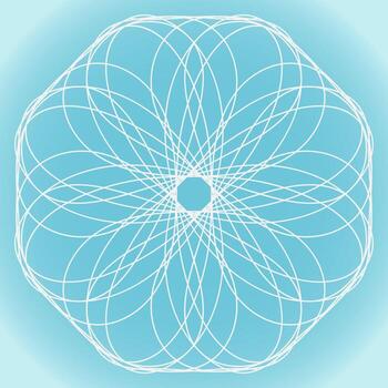 Snowflake vector abstract shape on blue gradient background