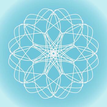 Snowflake vector abstract shape on blue gradient background