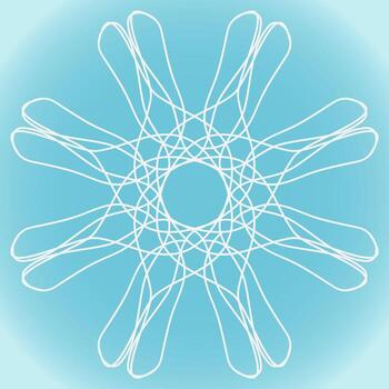 Snowflake vector abstract shape on blue gradient background
