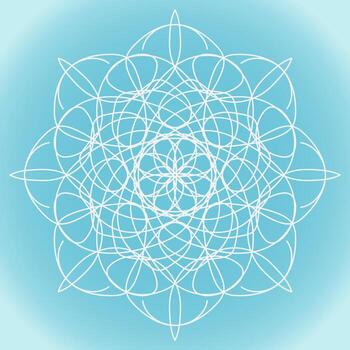 Snowflake vector abstract shape on blue gradient background