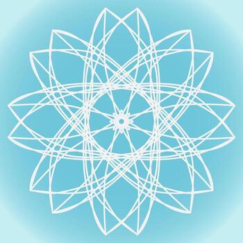 Snowflake vector abstract shape on blue gradient background