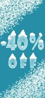 Promotion flyer for discount in winter style with snowflakes on blue background photo