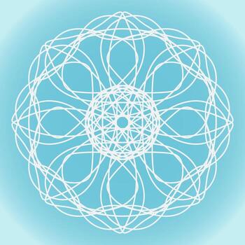 Snowflake vector abstract shape on blue gradient background