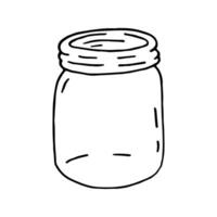 Black and white vector illustration of empty jar in doodle style