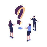 Vector illustration, concept illustration of people frequently asked questions around question marks, answer to question metaphor - vector