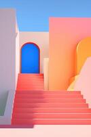 Colorful buildings minimal abstract design, photo