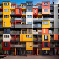 Colorful buildings minimal abstract design, photo