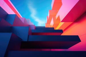 Colorful buildings minimal abstract design, photo