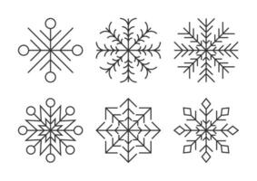 Snowflake thin black line icons snow vector set