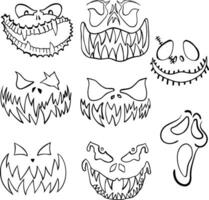 Set of Halloween Ghost face icon vectors illustration hand Draw cartoon