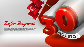 Realistic Red and White 30 Agustos Zafer Bayrami Banner vector