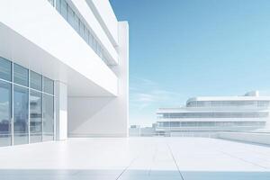 White minimal architecture building background empty wide space for mock up, concrete floor car park, cement garage design scene with copy space, with . photo