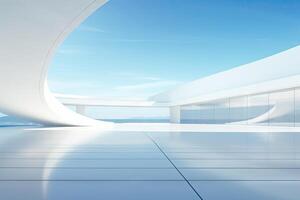 White minimal architecture building background empty wide space for mock up, concrete floor car park, cement garage design scene with copy space, with Generative Ai. photo