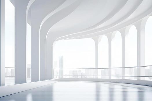 White minimal architecture building background empty wide space for mock up, concrete floor car park, cement garage design scene with copy space, with . photo