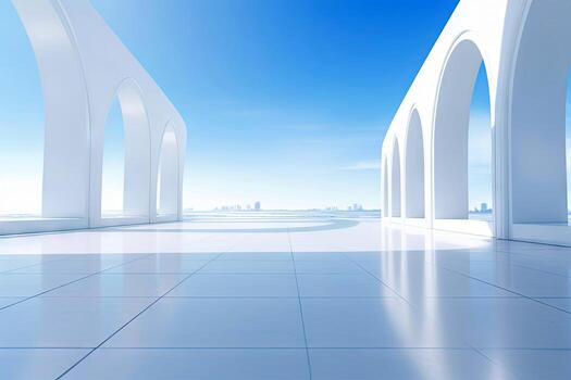 White minimal architecture building background empty wide space for mock up, concrete floor car park, cement garage design scene with copy space, with . photo