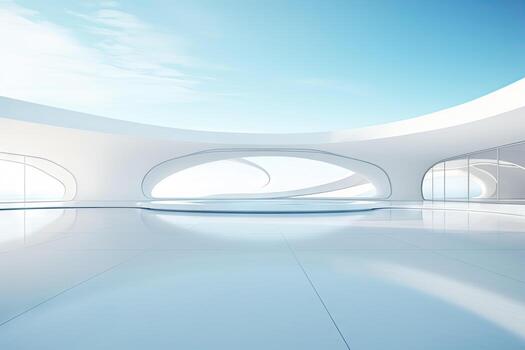 White minimal architecture building background empty wide space for mock up, concrete floor car park, cement garage design scene with copy space, with . photo