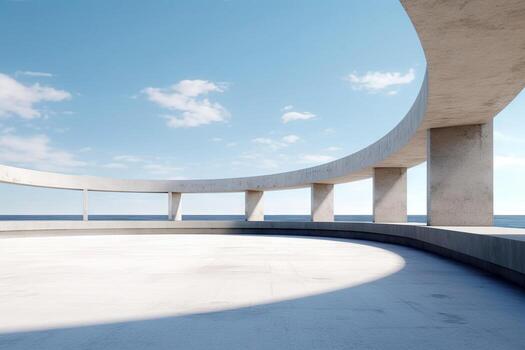 Modern concrete architecture building, exterior floor and roof with empty space for mock up with blue sky background, in clean design, with . photo