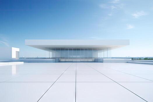 White minimal architecture building background empty wide space for mock up, concrete floor car park, cement garage design scene with copy space, with . photo