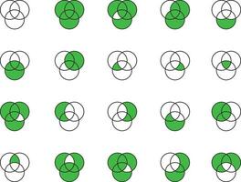 Tres matemáticas sombreado conjuntos venn diagrama símbolos colección vector