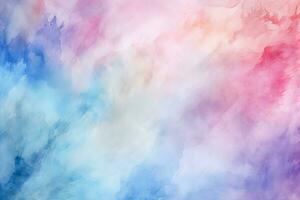 Blue and pink pastel watercolor painted on paper create an abstract pastel background photo