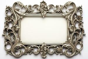 Silver frame isolated on white background photo