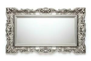 Silver frame isolated on white background photo