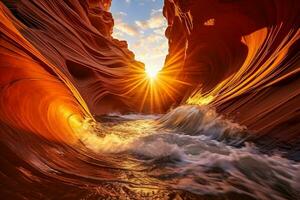 The magnificent phenomenon known as the Wave creates stunning patterns within rock formations photo