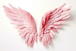 Pink wings on white background isolated photo