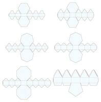 Editable collection Foldable Box Die Cut Cube Template Blueprint Layout with Cutting and Scoring Lines Vector Draw Graphic Design