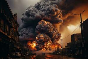 apocalíptico fumar crea un dramático atmósfera foto