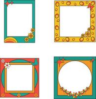 Geometric Retro Pop Frame with Colorful Pattern. Vector Illustration