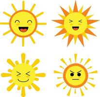 Cute Sun Illustration with Cartoon Design. Pro Vector