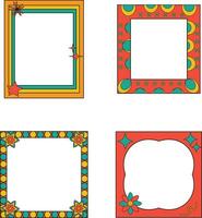 Geometric Retro Pop Frame with Colorful Pattern. Vector Illustration