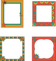 Geometric Retro Pop Frame with Colorful Pattern. Vector Illustration